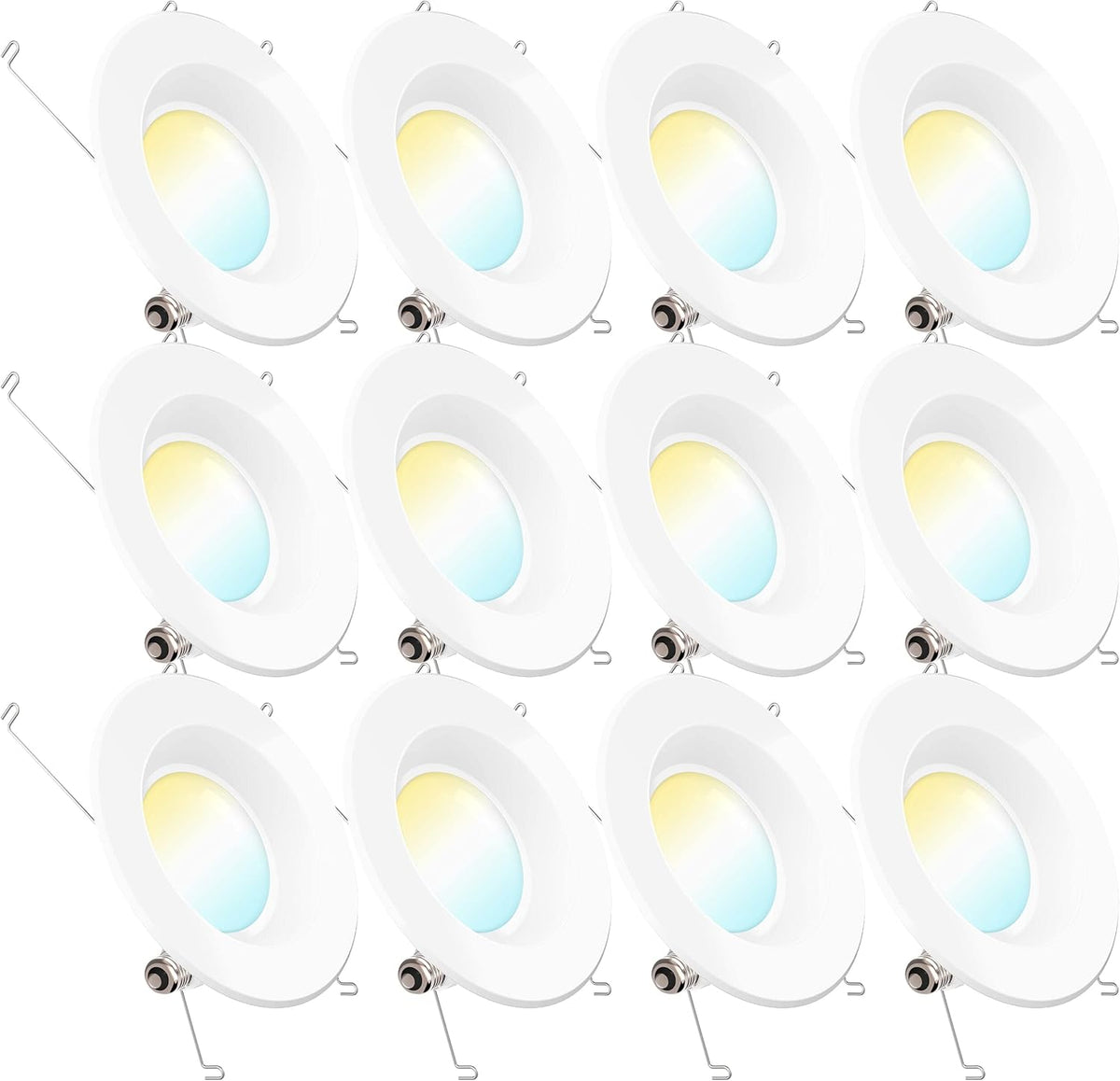12 Pack 5/6 Inch LED Recessed Lighting, Smooth Trim, Dimmable, 2700K Soft White, 13W, 965 LM O496