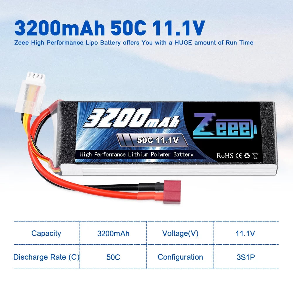11.1V 50C 3200mAh 3S Lipo Battery 2 Pack M26361