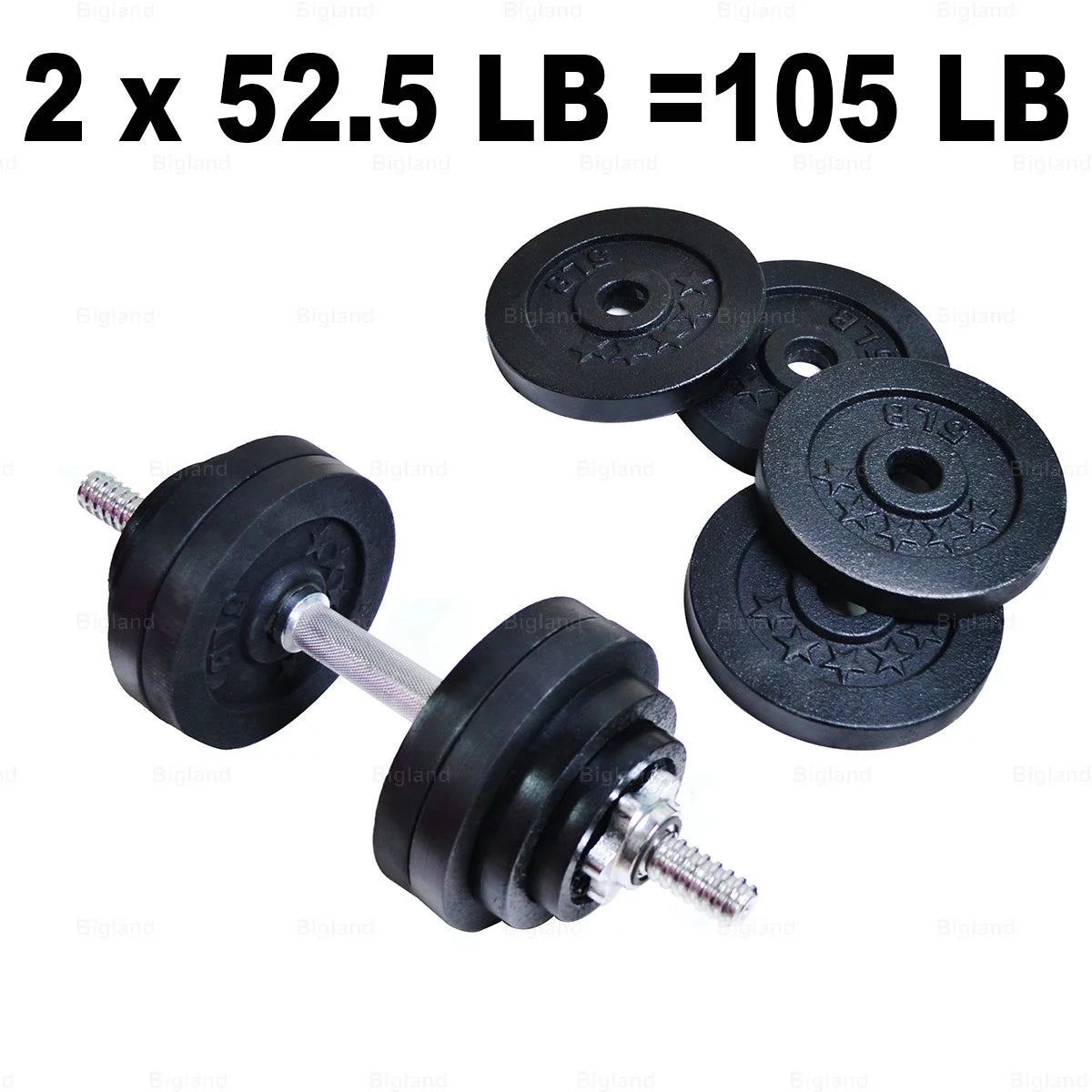 Adjustable Dumbbell Set 105 lbs Pair Black E2776