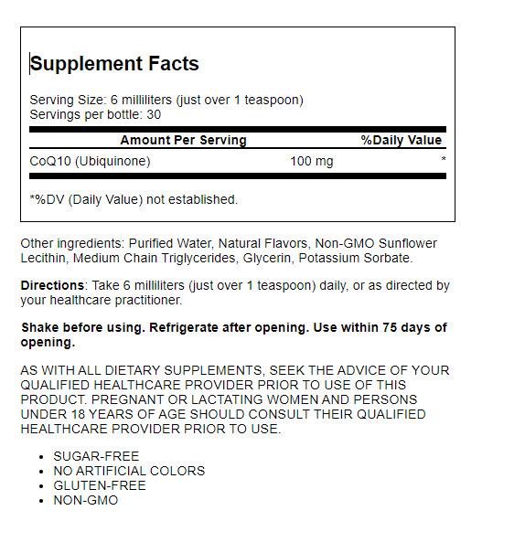 CoQ10 Liquid Supplement Liposomal 100mg Coenzyme Q10 Ubiquinone 5 fl oz V1682
