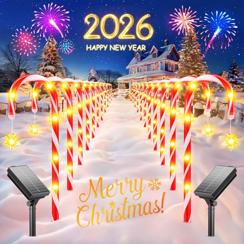 24 Pack Solar Candy Cane Lights Outdoor Christmas Decorations G175193