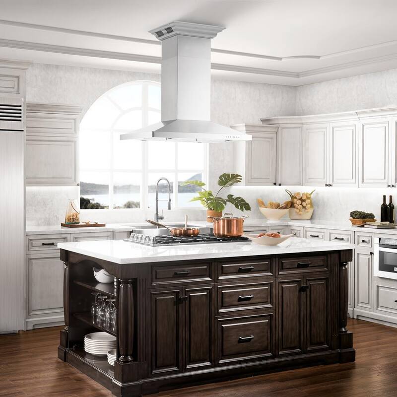 36 in. 400 CFM Ducted Island Mount Range Hood in Stainless Steel R89450