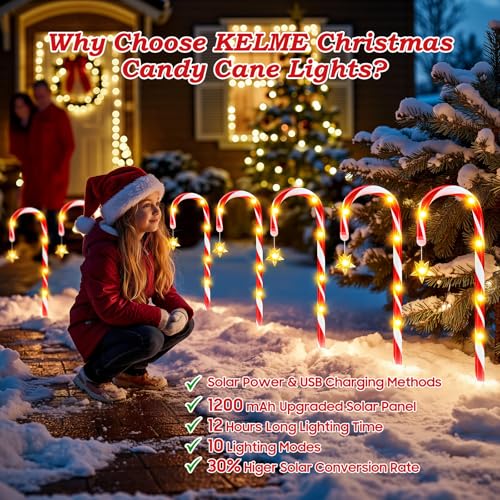 24 Pack Solar Candy Cane Lights Outdoor Christmas Decorations G175193