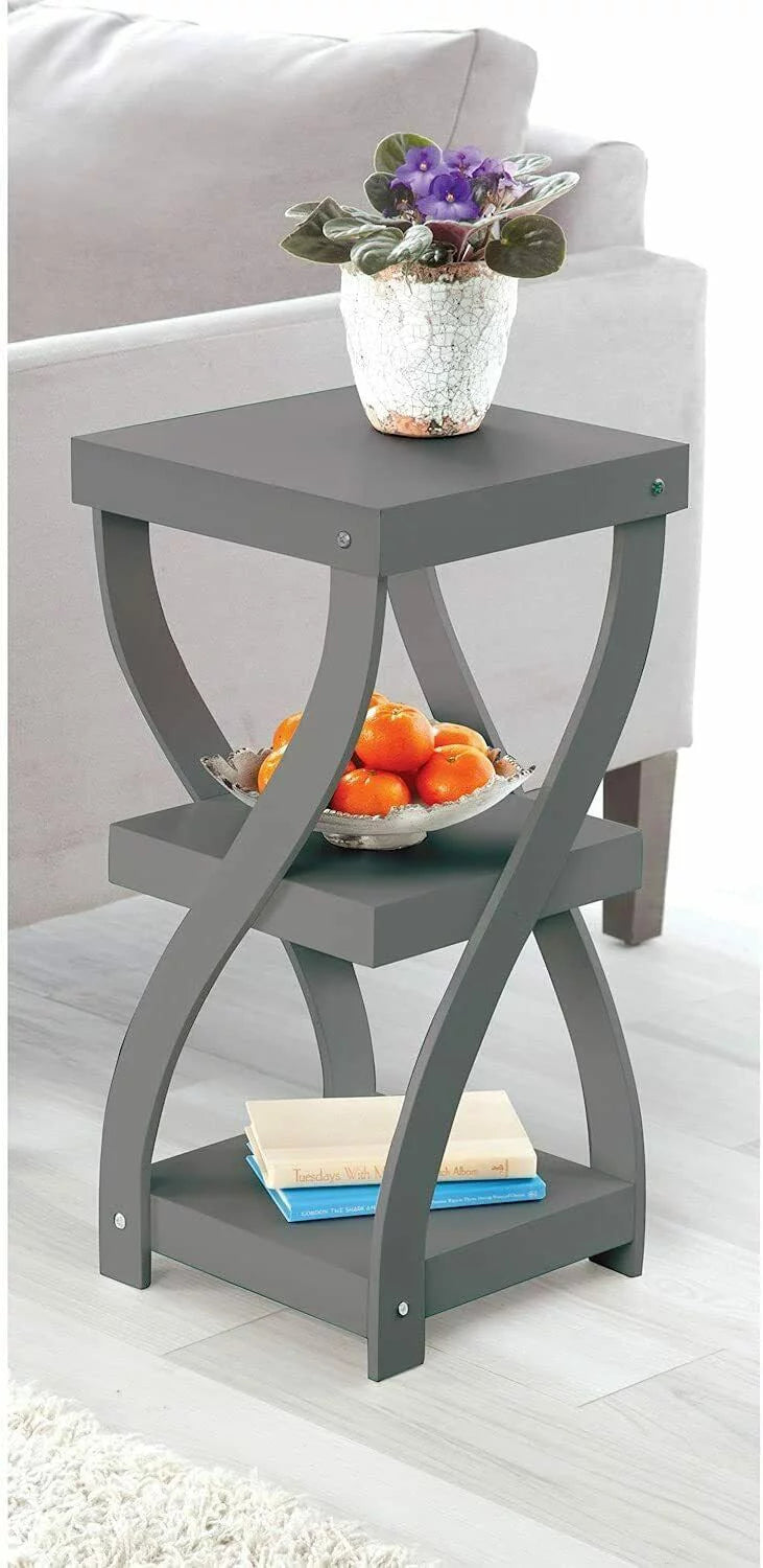Gray 3 Tier Wooden Side Table with Shelves M46592