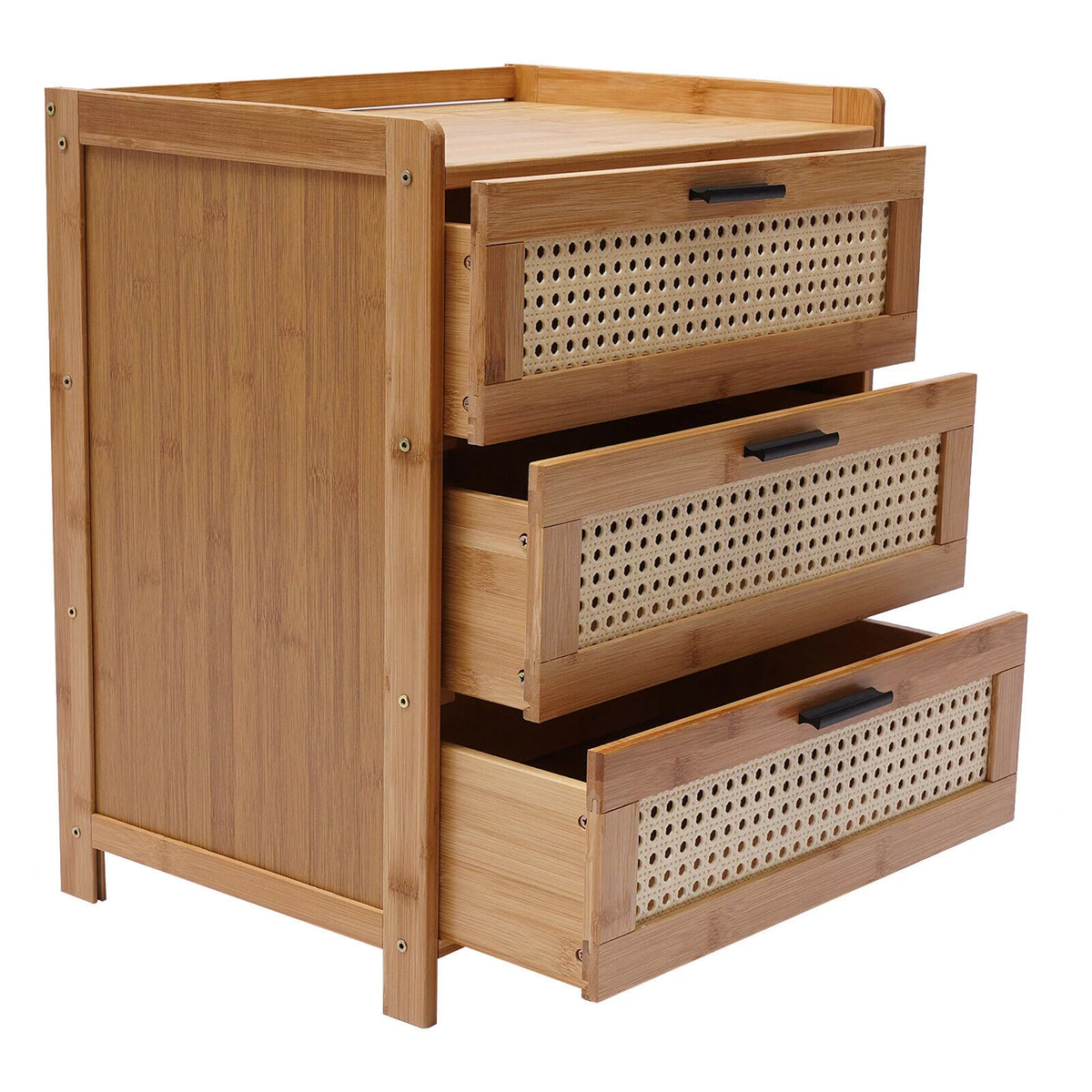 Bamboo Wood 3 Sliding Drawers Nightstand W946018