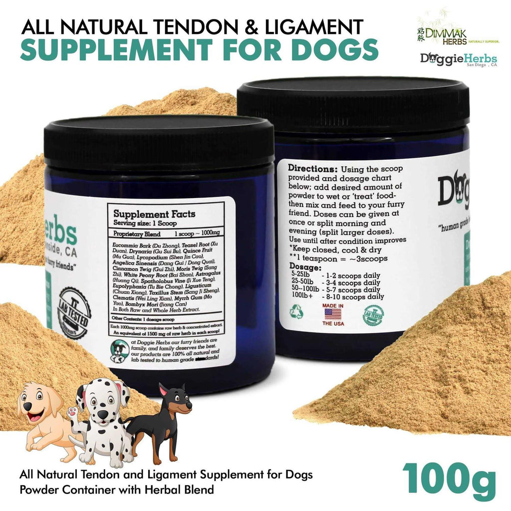 All Natural Human Grade Dog Ligament and Tendon Supplement Powder Herbal Blend 100g I62745