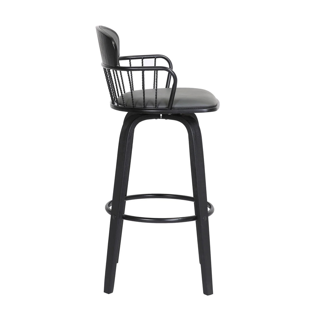 Gray Faux Leather Barstool Chair C2679