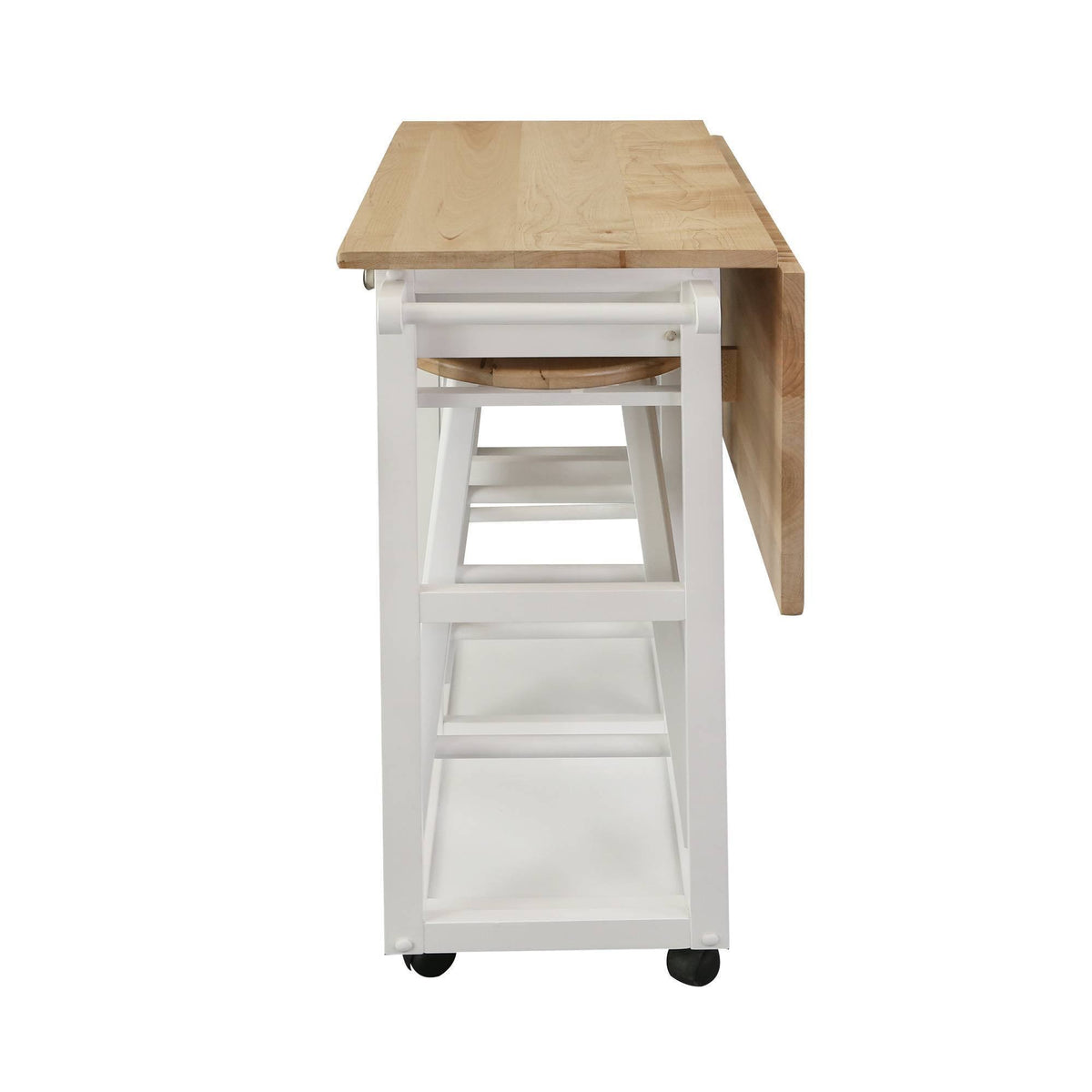 American Maple Drop Leaf Table Top Breakfast Cart Natural White G78783