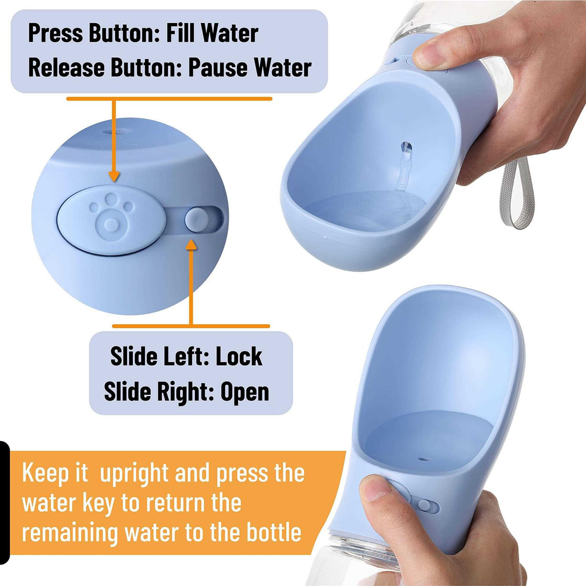 Blue 19oz Portable Dog Water Bottle D632299