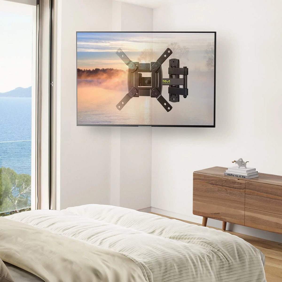 Full Motion TV Wall Mount for 13-39 inch TVs with 360° Rotation Articulating Swivel Extension Arms and Tilt, 200x200mm S3091