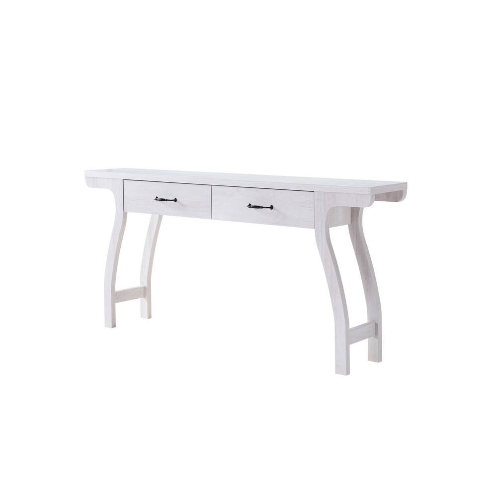 White Oak Rectangle Console Table with 2-Drawers P57745