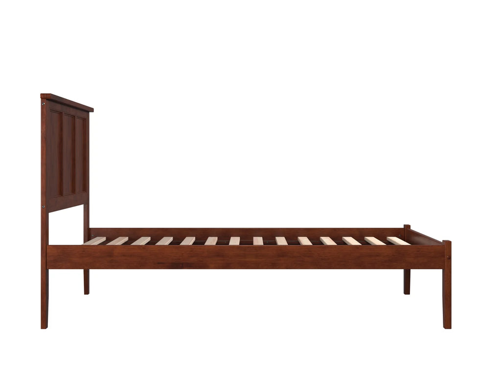 Walnut Full Solid Wood Platform Bed with Panel Headboard W73121