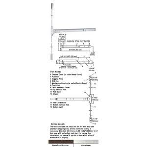 Surface Rod Panic Exit Device 36x22 Satin Aluminum X772