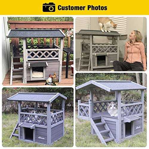 Outdoor Indoor Cat House with Escape Door W2984