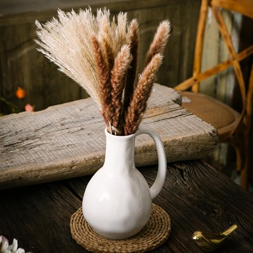 White Ceramic Vase with Double Handle V568439