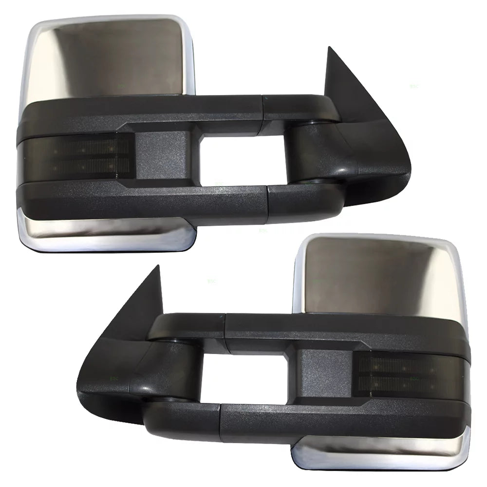 Power Heated Telescopic Towing Mirrors Chrome Cap G9908