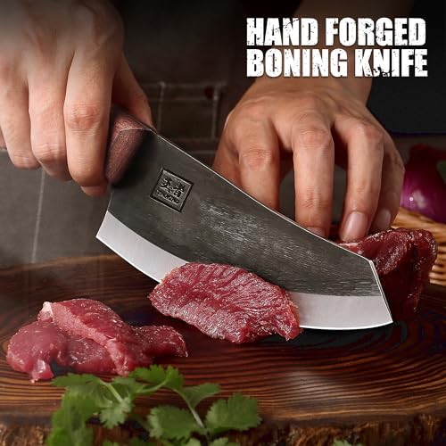 6.6 Inch High Carbon Steel Nakiri Knife with Leather Sheath F6929