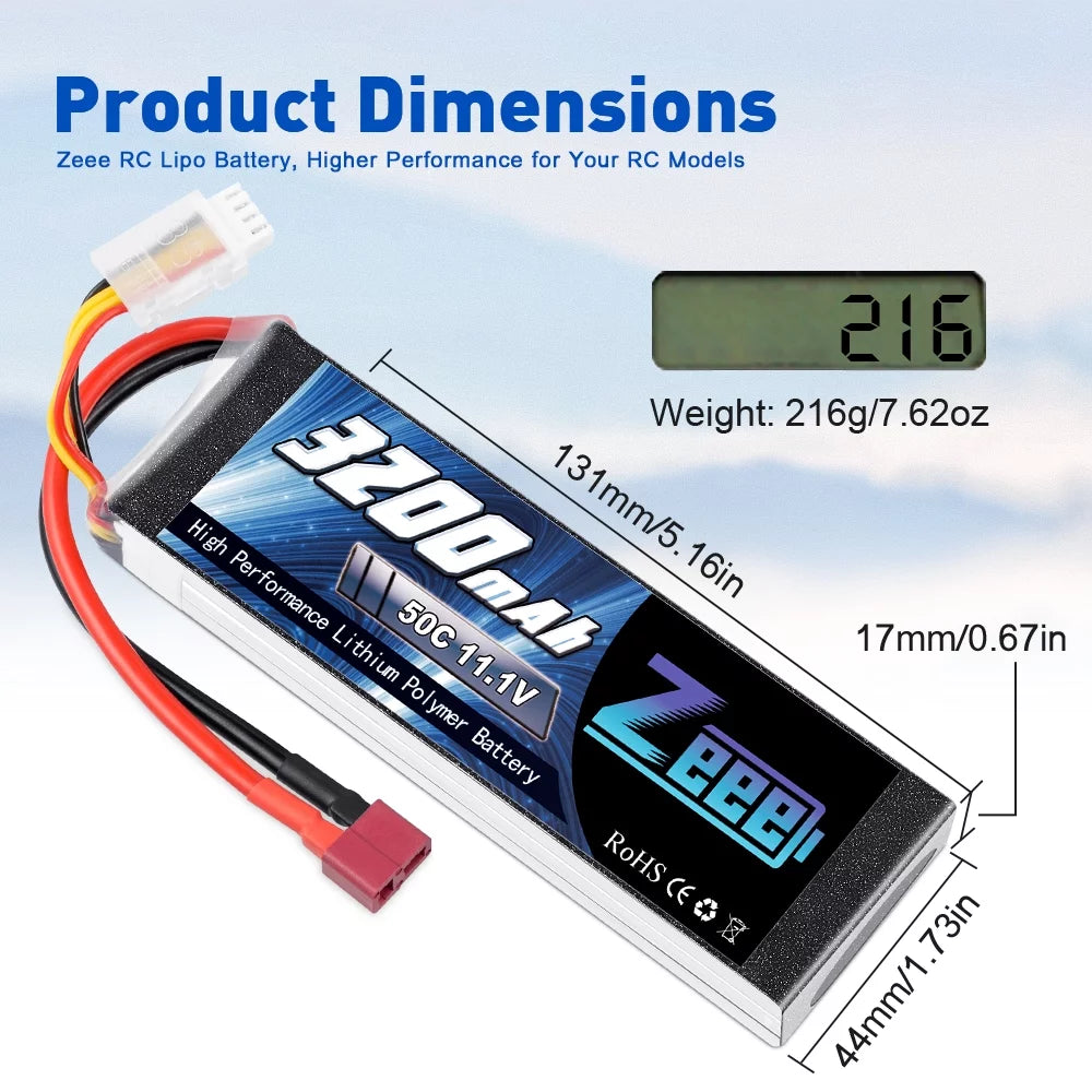 11.1V 50C 3200mAh 3S Lipo Battery 2 Pack M26361