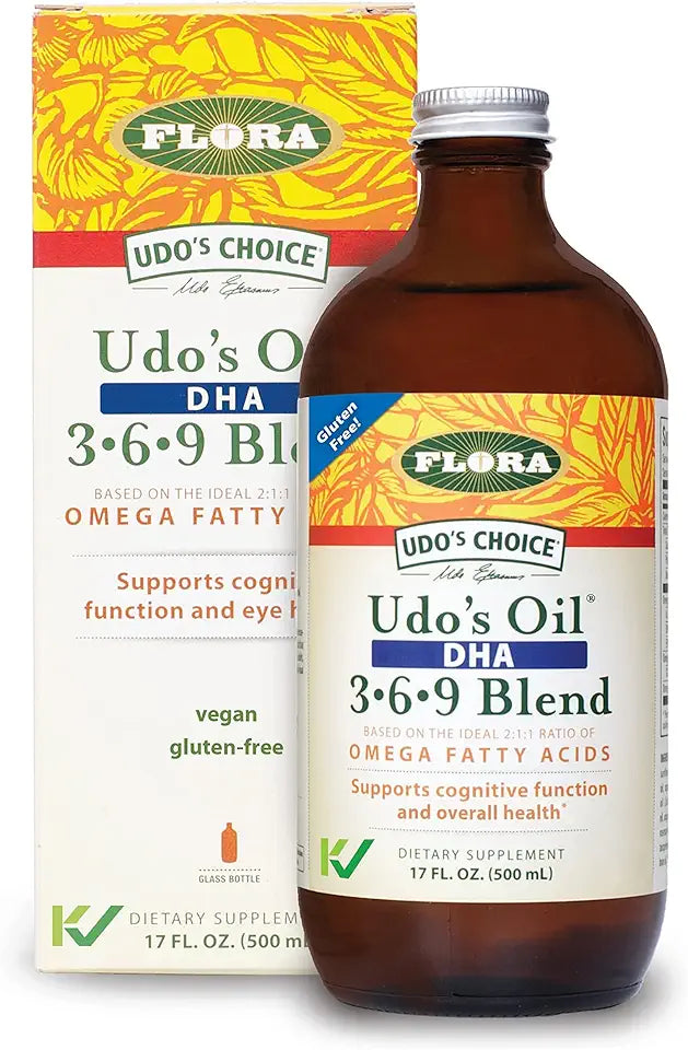 Organic Plant Based Vegan Omega 3-6-9 Oil with DHA 17 Fl Oz Supplement U1836