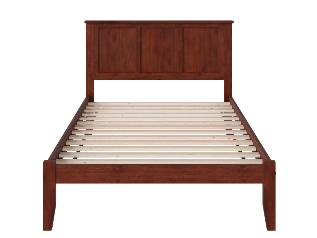 Walnut Full Solid Wood Platform Bed with Panel Headboard W73121