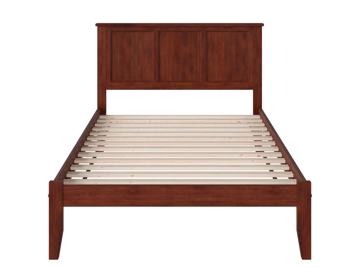 Walnut Full Solid Wood Platform Bed with Panel Headboard W73121