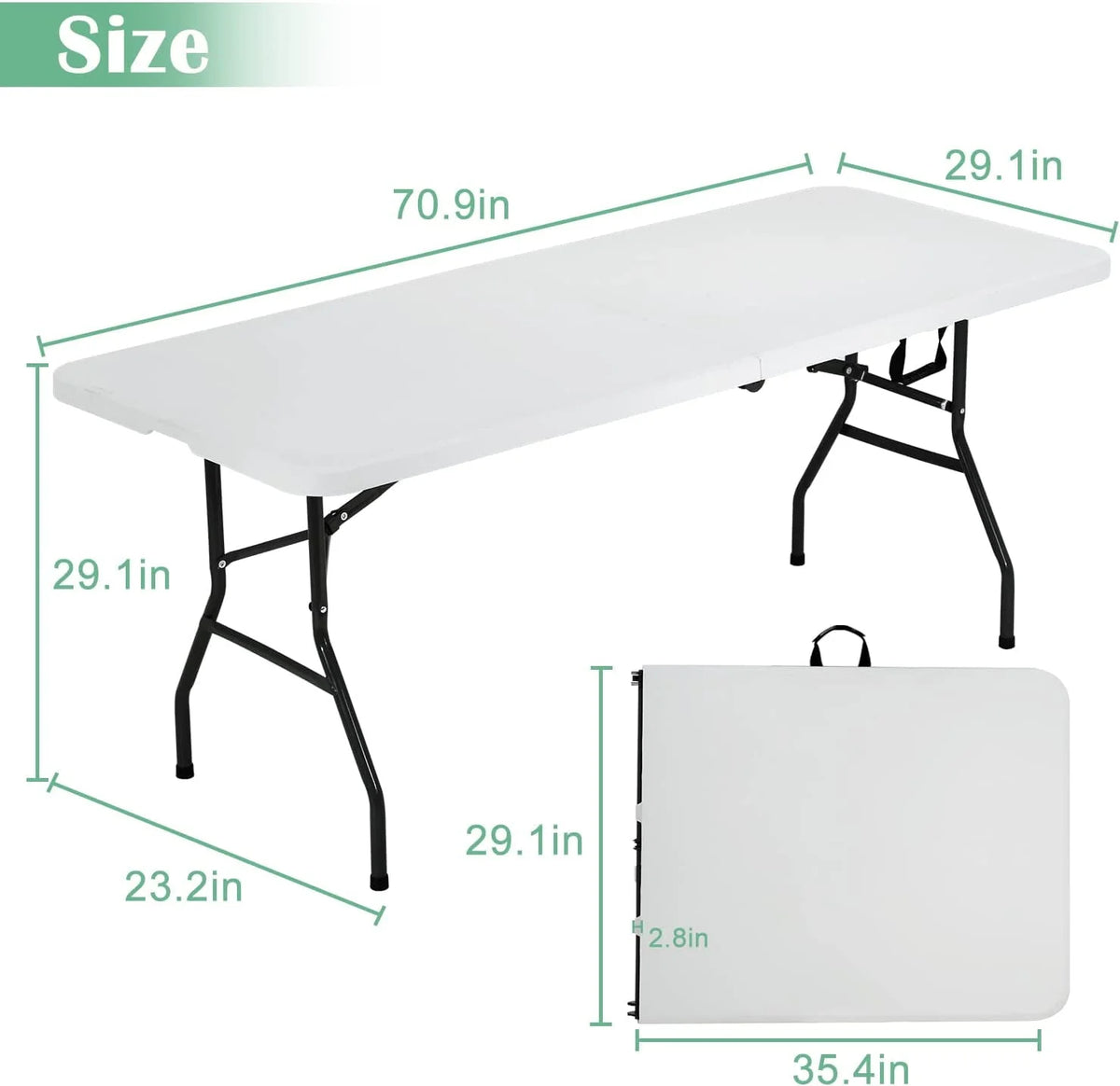 6ft Folding Plastic Table with Carrying Handle O83215