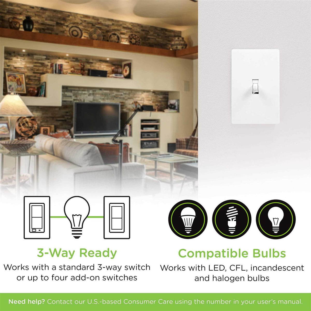 White/almond In-Wall Smart Paddle Switch R26318