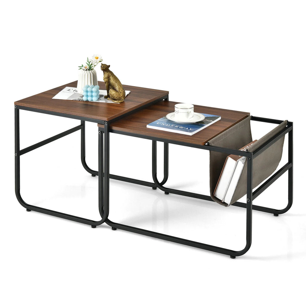 Nesting Coffee Table Set with Magazine Holder W52842
