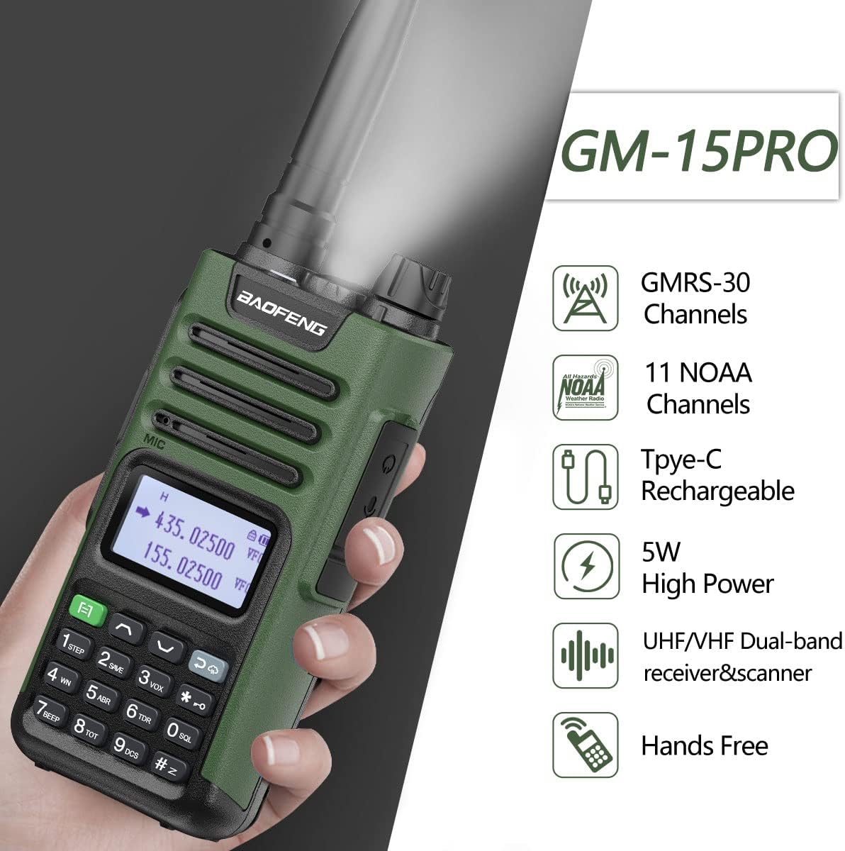 GMRS Long Range Rechargeable Two Way Radio Full Kits U53653