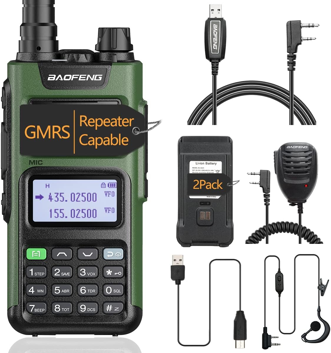 GMRS Long Range Rechargeable Two Way Radio Full Kits U53653