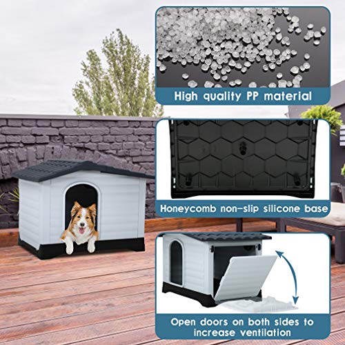 All Weather Plastic Dog House with Elevated Floor 26 Inch R930