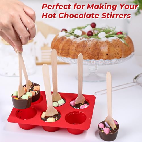 2pcs Silicone Hot Chocolate Spoon Molds with 30 Wooden Spoons C3239