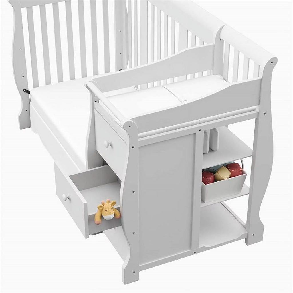 4-in-1 Convertible Crib and Changing Table Set in White O976
