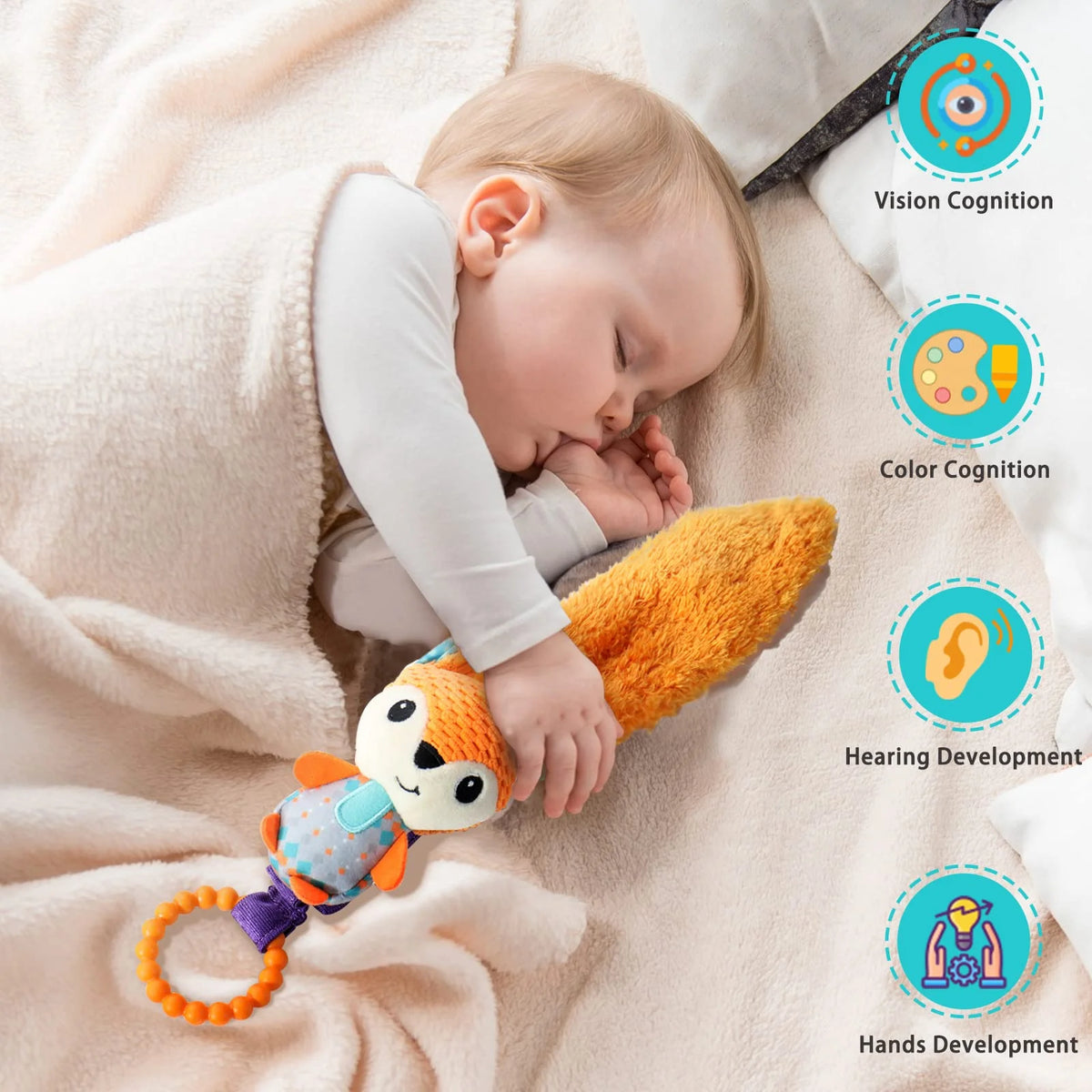 Multicolor Baby Rattles & Plush Rings Teether Toy P7550
