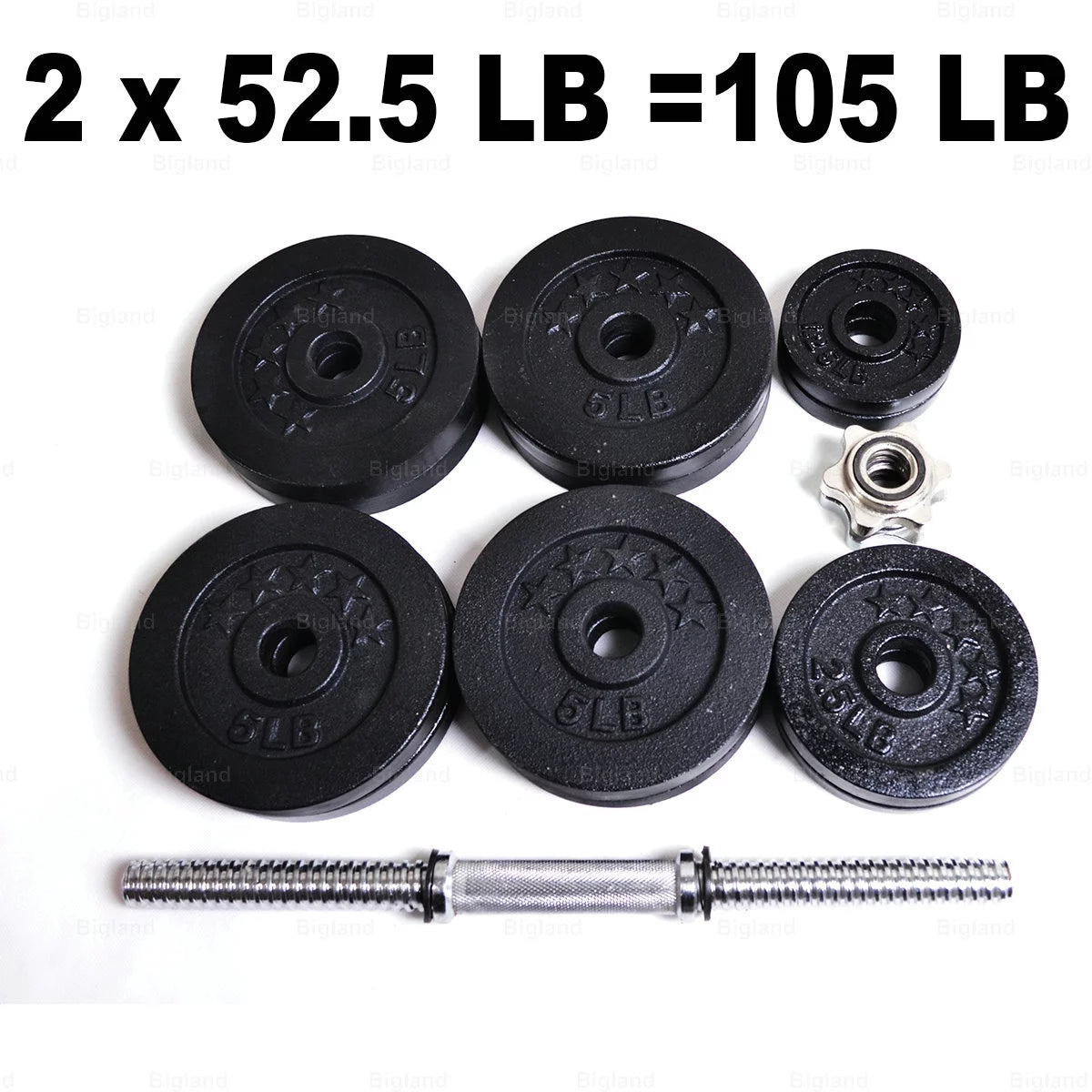 Adjustable Dumbbell Set 105 lbs Pair Black E2776