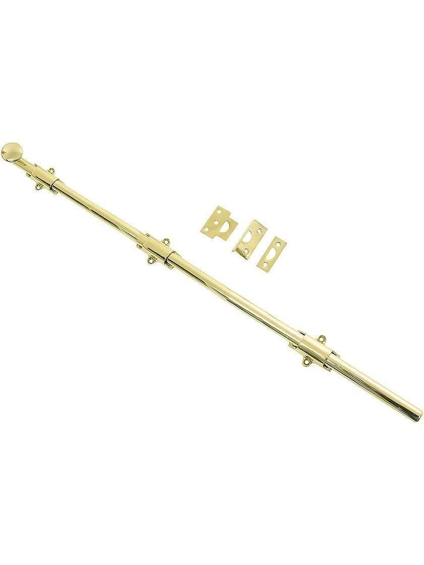 24 inch Heavy Duty Surface Bolt Unlacquered Brass O618