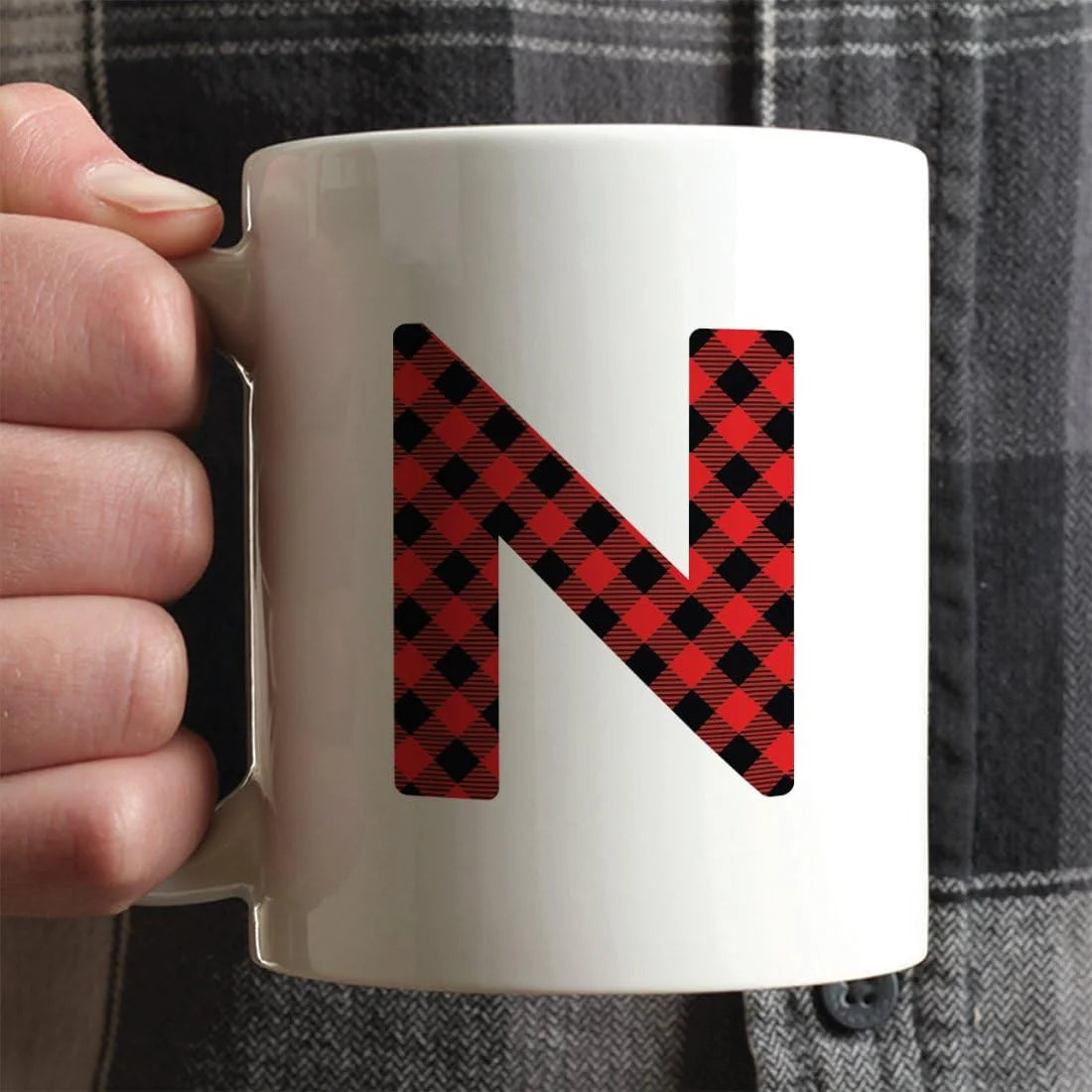 Hot Chocolate Coffee Mug Gift, Red Plaid Initial Letter, 1-Pack, Includes Gift Box C192235