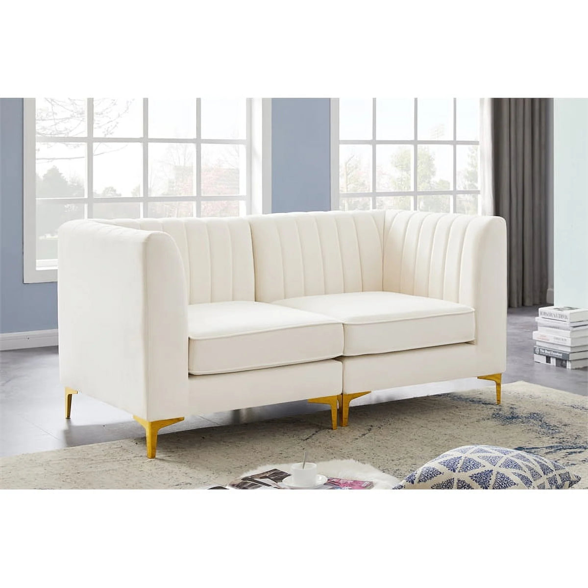 Cream Velvet Modular Sofa I916724
