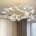 Gold Ceramic Ginkgo Leaf Semi Flush Mount Ceiling Light Fixture, 24" G859247