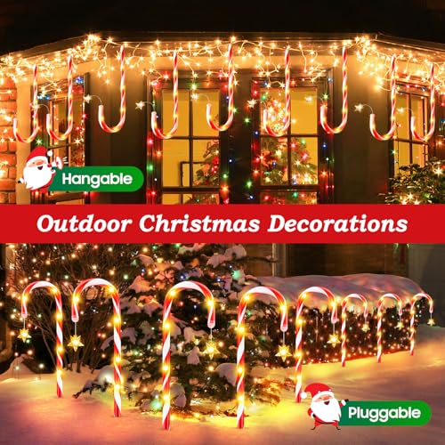 24 Pack Solar Candy Cane Lights Outdoor Christmas Decorations G175193
