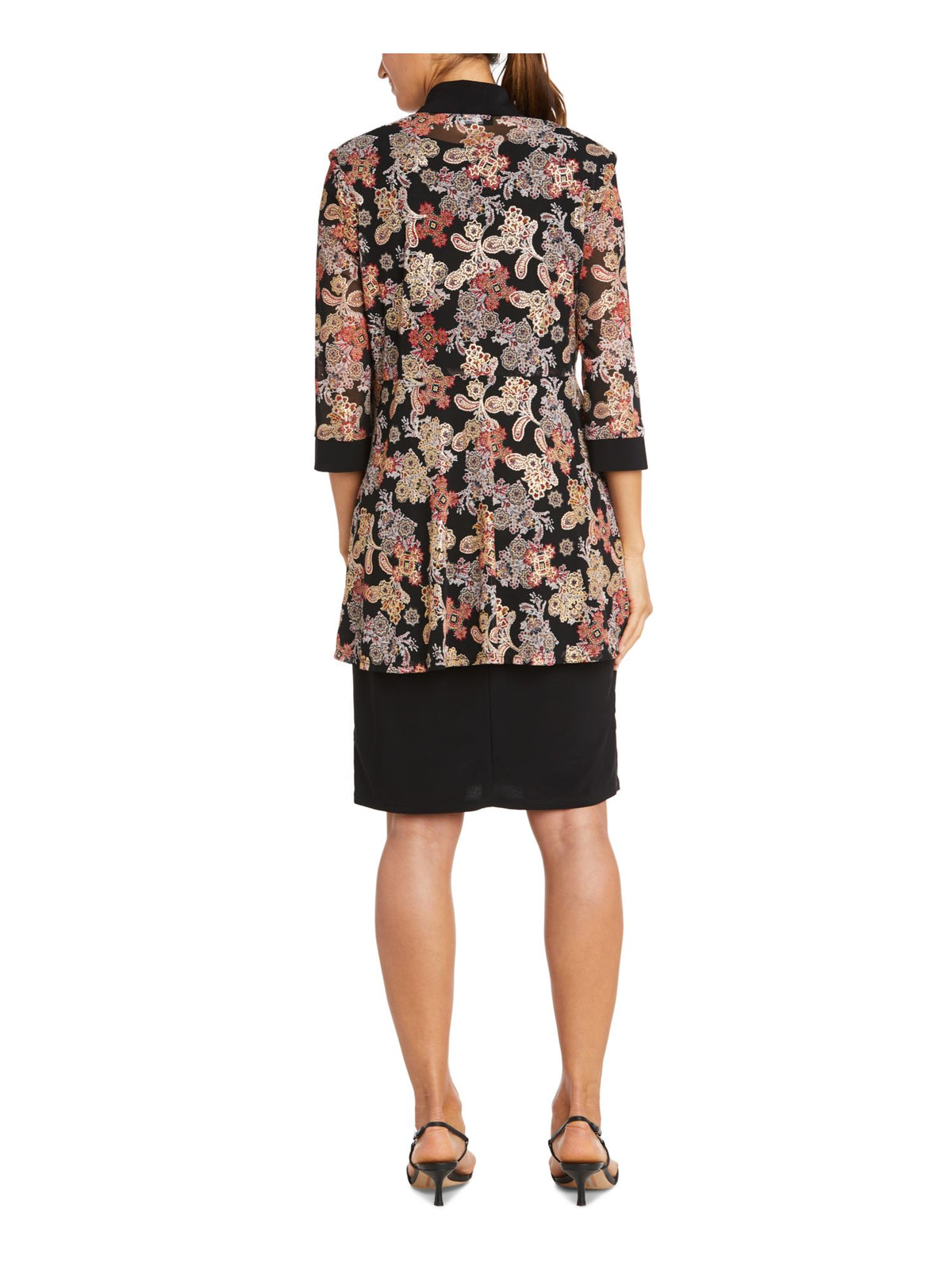 Black Stretch Printed Sleeveless Scoop Neck Evening Shift Dress Plus 20W Y26146
