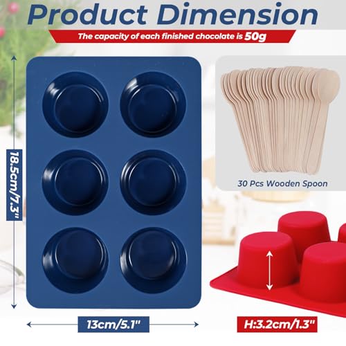 2pcs Silicone Hot Chocolate Spoon Molds with 30 Wooden Spoons C3239