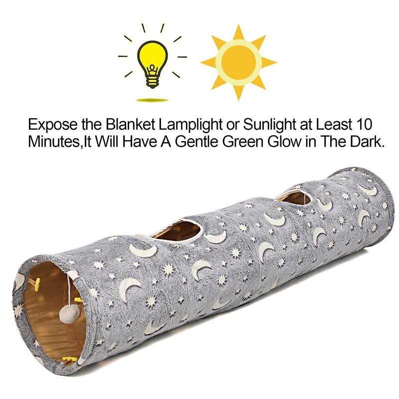 Collapsible Cat Tunnel Tube with Plush Ball Toys A6871
