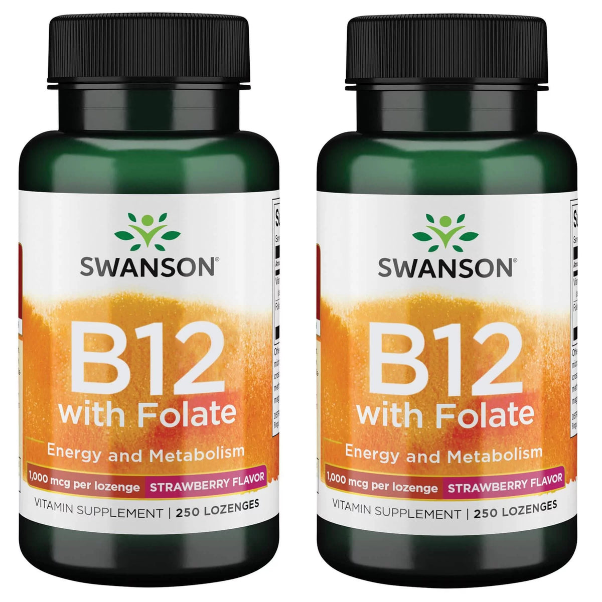 Strawberry Flavor Vitamin B12 with Folate 1,000 mcg 250 Loz 2 Pack L74133