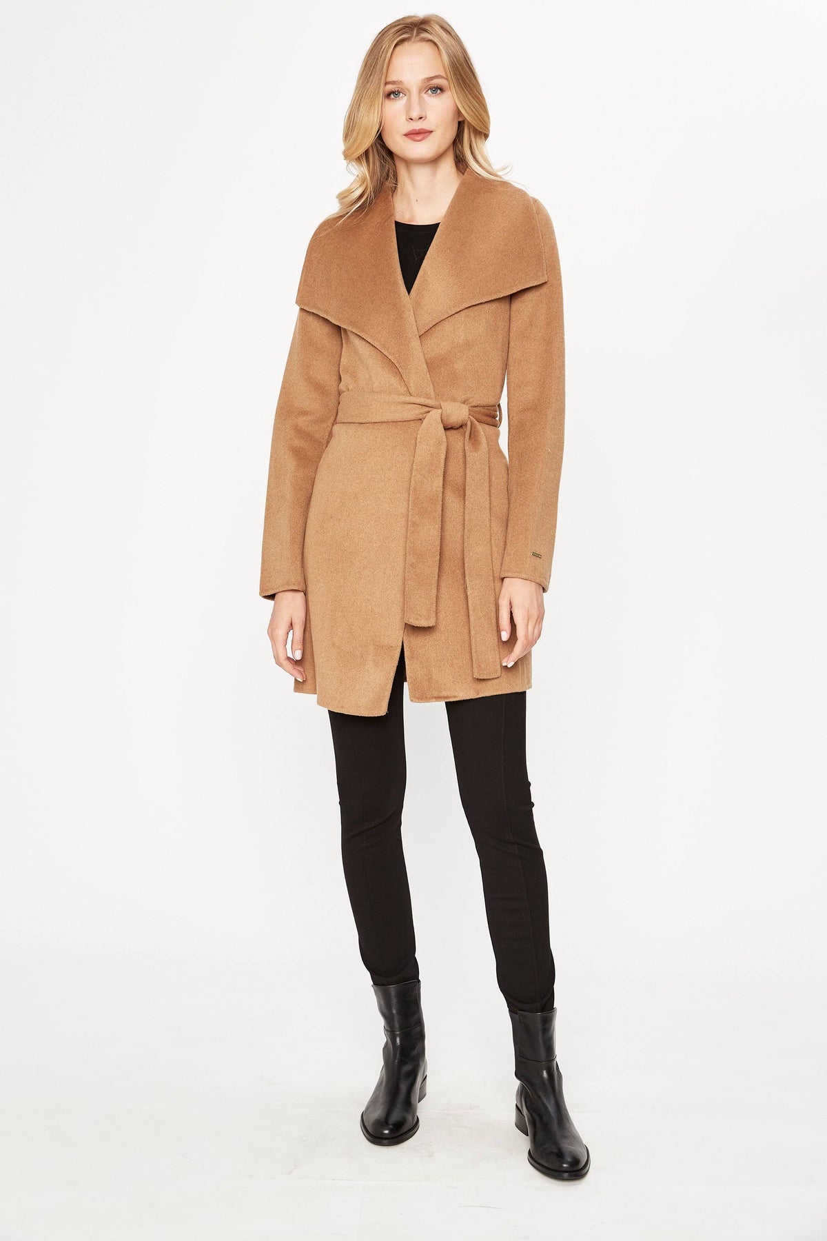 Camel Wool-Blend Wrap Coat Z421