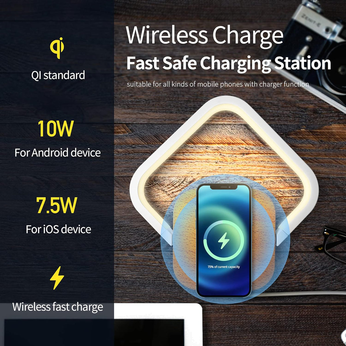 LED Bedside Lamp with Wireless Charger Z20624
