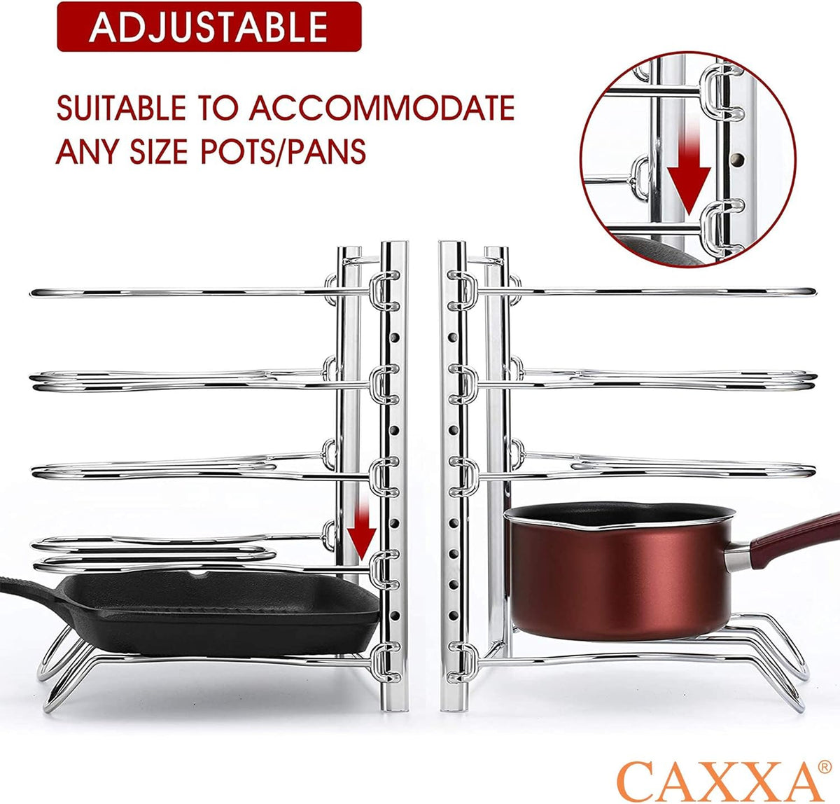 Metal Pan Rack with 5 Adjustable Dividers, Chrome C5912