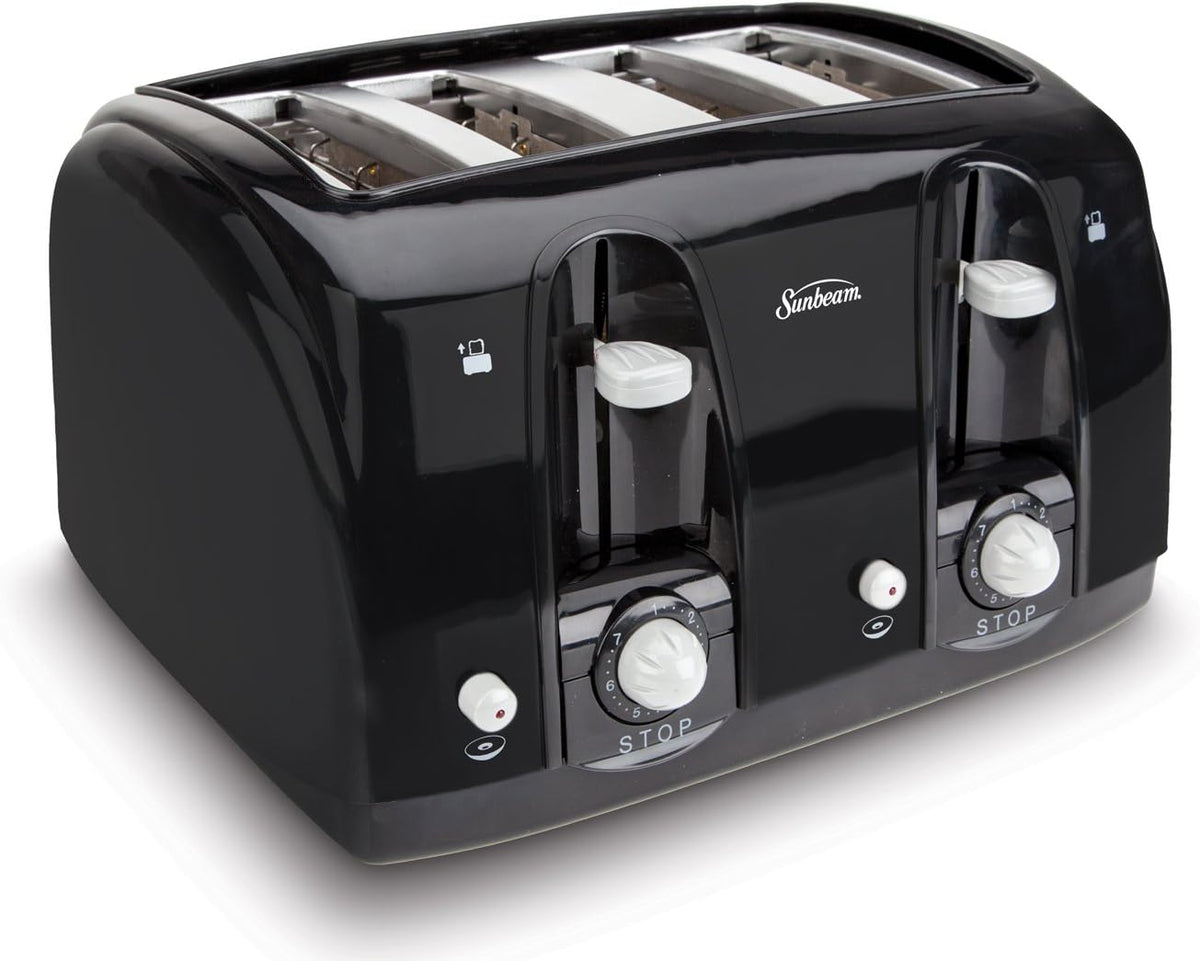Black Wide Slot 4-Slice Toaster S658