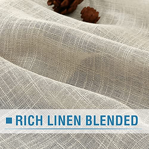 Natural Linen Blended Curtains 84 inches Long 2 Panel Sets A7497