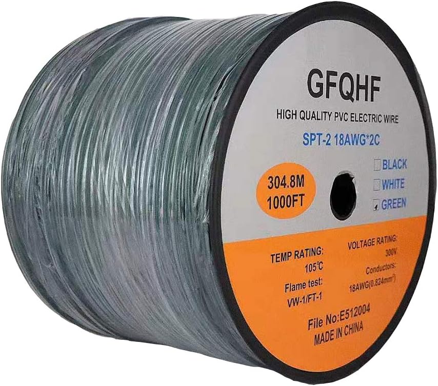 1000FT 18/2 SPT-2 Green Zip Cord Wire E610631